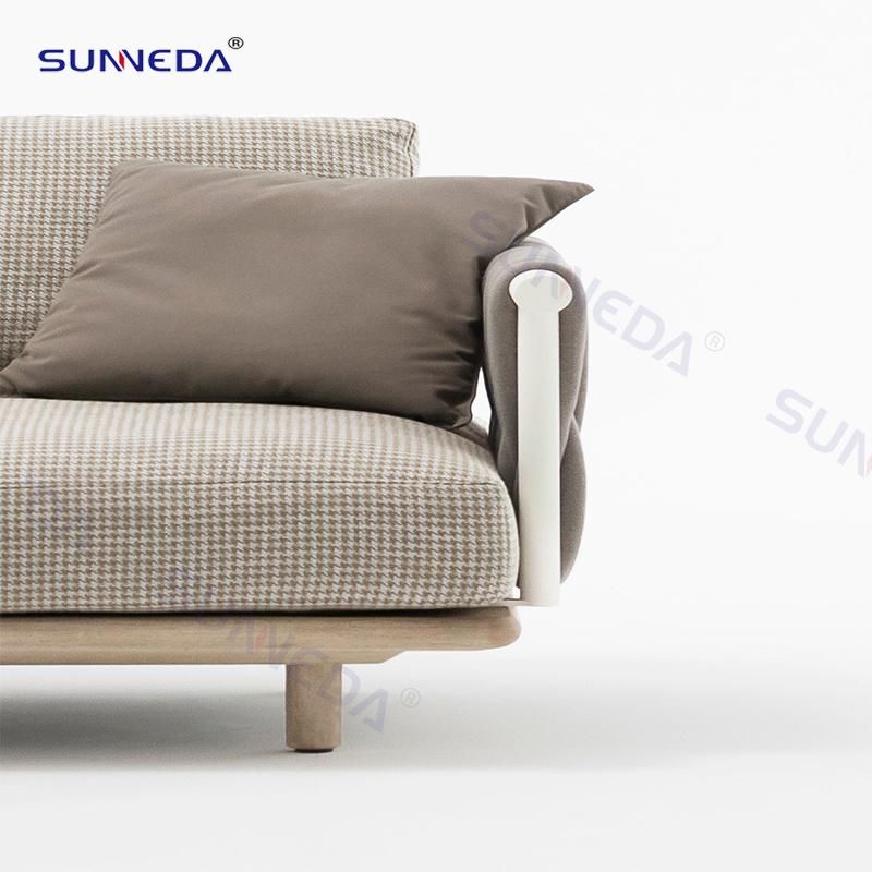 Patio Sofa Teak Wood with Aluminum Frame Core Webbing