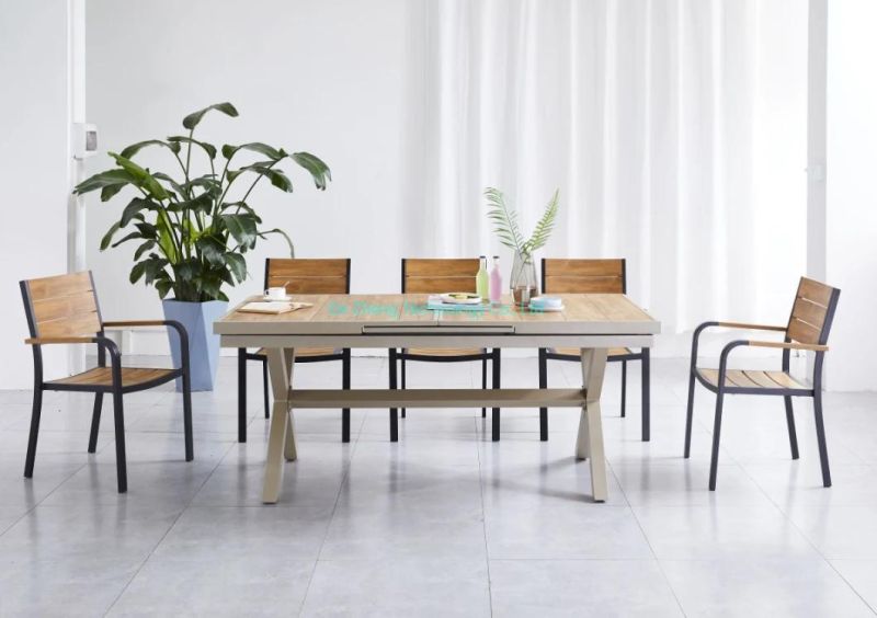 Modern Design X Leg Standing Garden Cafe Outdoor Table Long Aluminum Dining Bar Table for Dining