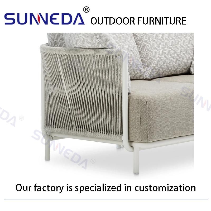 Aluminum Frame Sofa and Aluminum Plate Table Outdoor Soft Furniture