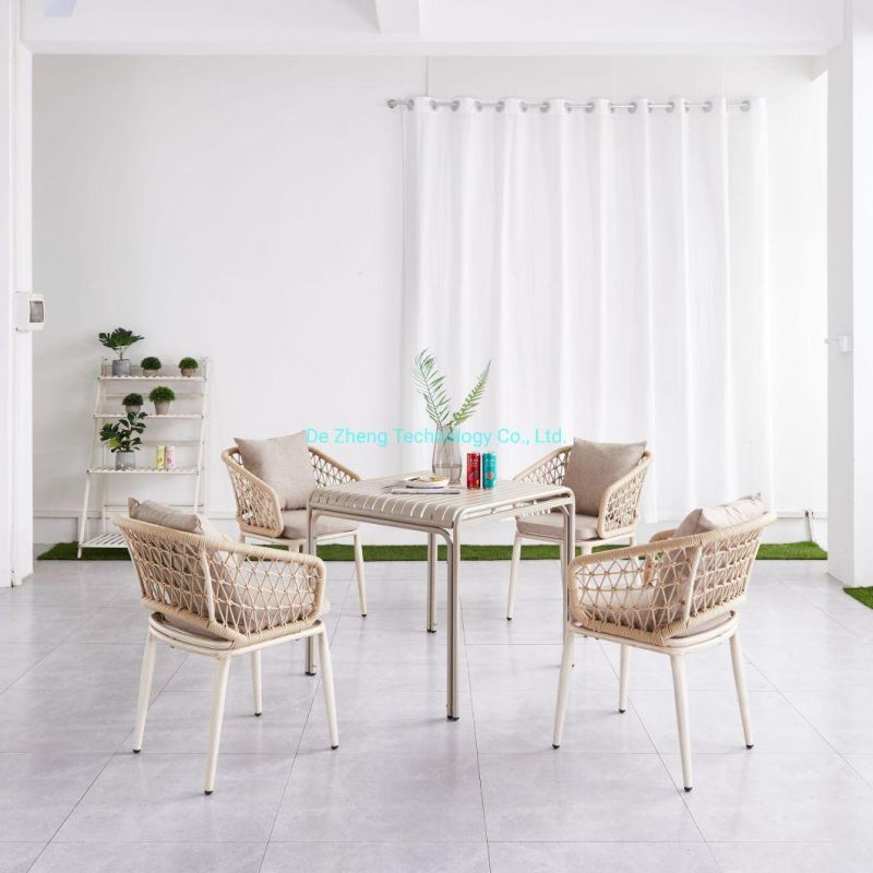 All Weather Rope Outdoor Dining Chair Modern Design Garden Terrace Chair Best Selling Comfortable Patio Dining Chair