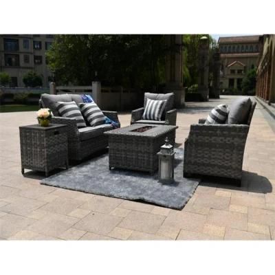 2018 Well Furnir Wicker Outdoor Furniture Deep Sofa Set with Fire Pit