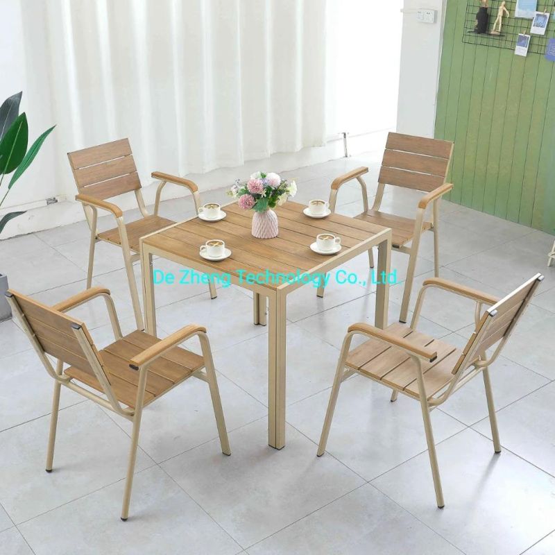 Bistro 5PCS Dining Sets Hotel White Garden Furniture Aluminum 4 Seater Chairs Square Table Outdoor Dining Set