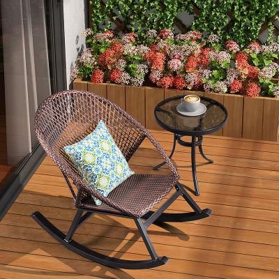 Garden Rattan Chair and Aluminum Frame Glass Table Combination Furniture