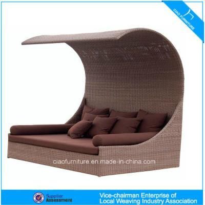 Hotel Garden Patio Furniture Outdoor Rattan Daybed with Canopy