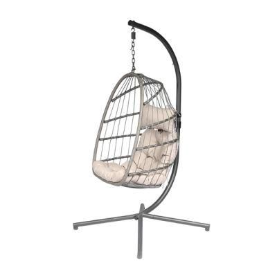 Outdoor Garden Hanging Egg Shaped Rattan Wicker Swing Chair