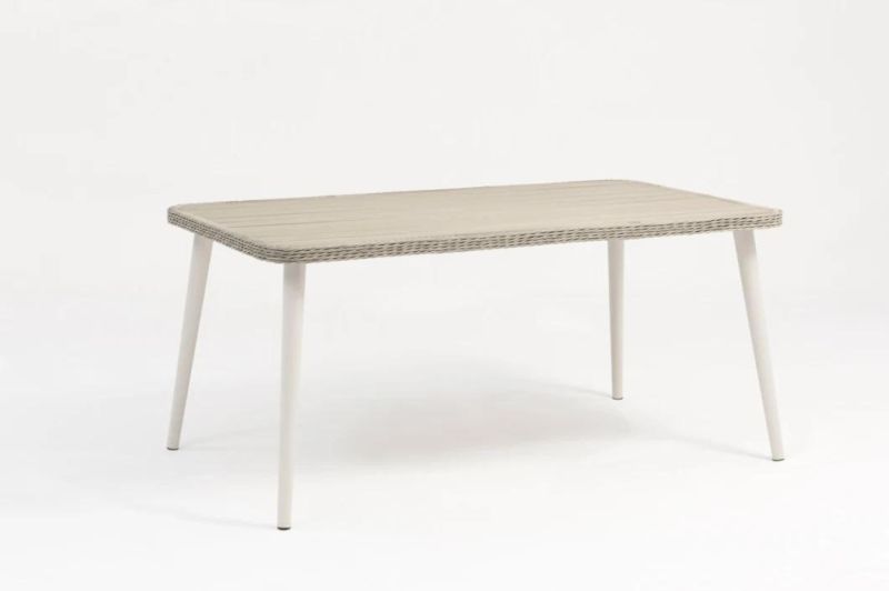 Light Grey PE Rattan Table Aluminum Frame Table