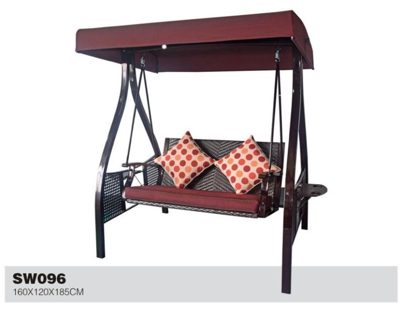 Two Person Rattan Swing Chair with Tea Tray