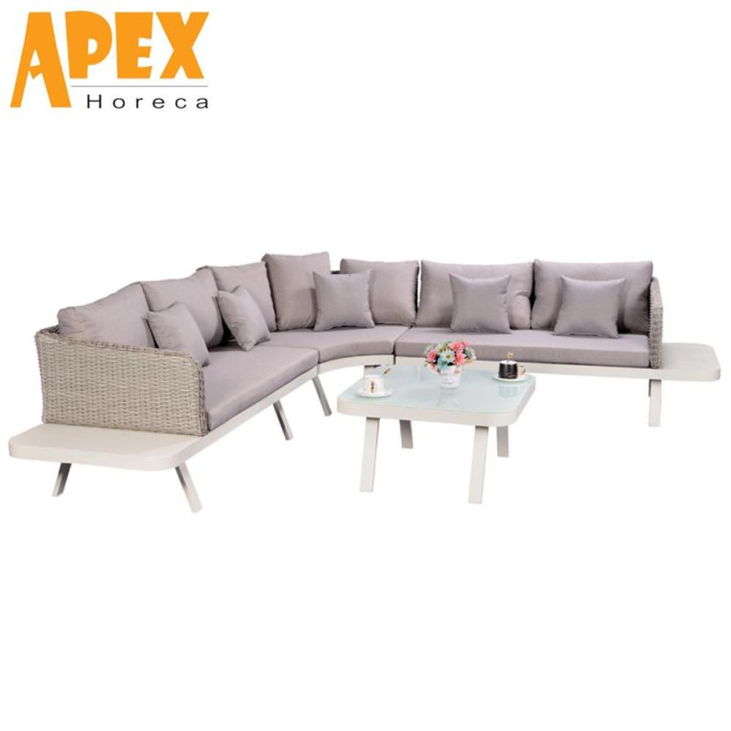 Casual Living Room Outdoor Garden Furniture Waterproof Corner Sofa Set