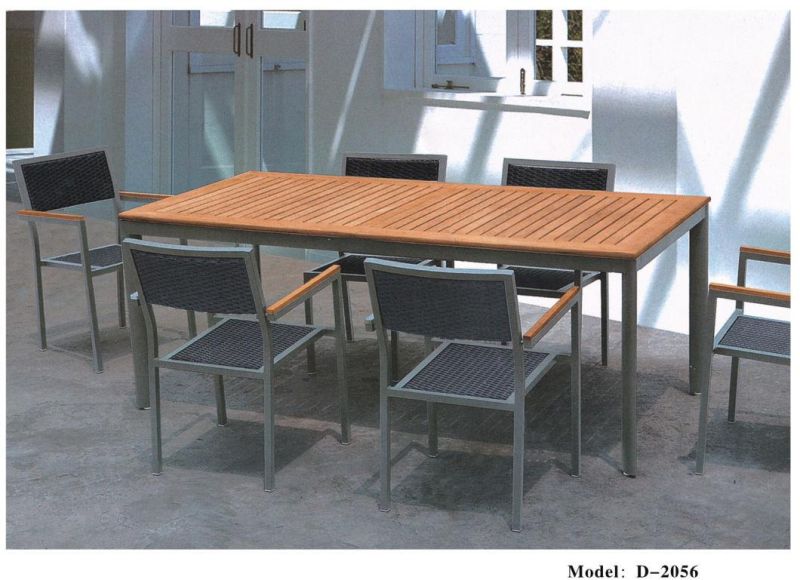 Outdoor Furniture Garden restaurant Furniture Dining Set, Elegant Garden Aluminum Dining Table and Rattan Chair, Dining Room Set