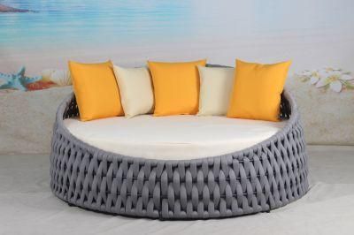 Resort Villa Hotel Garden Poolside Round EQ Rope Weaving Sunbed Outdoor Furniture with Cushion
