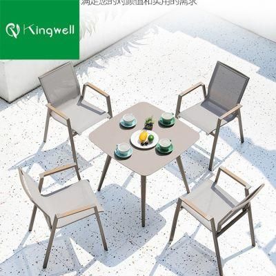 Luxury Outdoor Furniture Garden Set Dining Aluminum Table and Stackable Chair for Dining Room