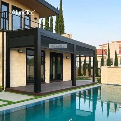 Customized Windproof Enclosed Gazebos Waterproof Metal Aluminum Gazebo Recycle Sunshade Bioclimatic Pergola