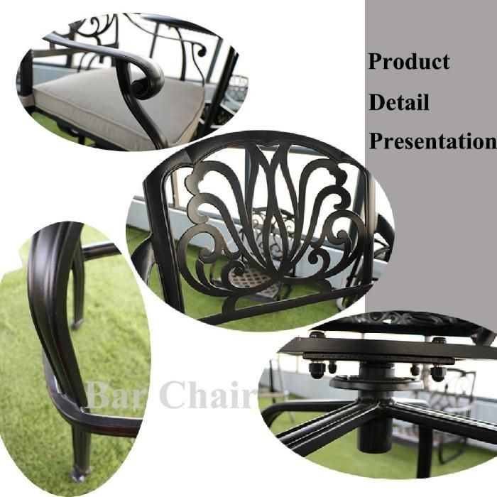Black Pool Lounger Cast Aluminum Outdoor Chaise Lounger with Side Table