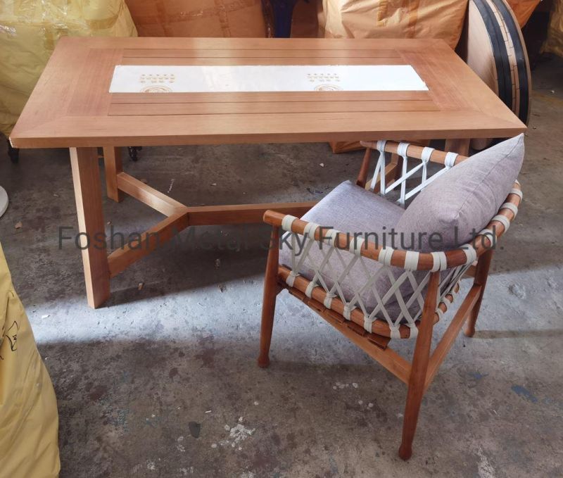 Outdoor Teak Rope Garden Hotel Villa Patio Rattan Wooden Chair