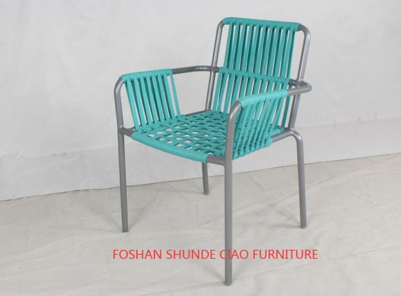 Leisure Hotel Garden Aluminum Powder-Coating Frame Rope Weaving Chair Outdoor Furniture