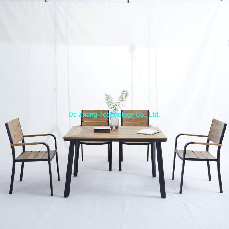 High Quality Aluminum Outdoor Garden Dining Wood Bar Table Set for Garden Restaurant