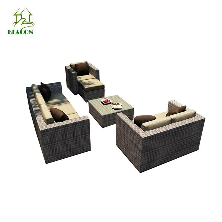 Patio Furniture Sets 6 Pieces Outdoor Sectional Rattan Sofa All-Weather Weaving Wicker Patio Sofa Set