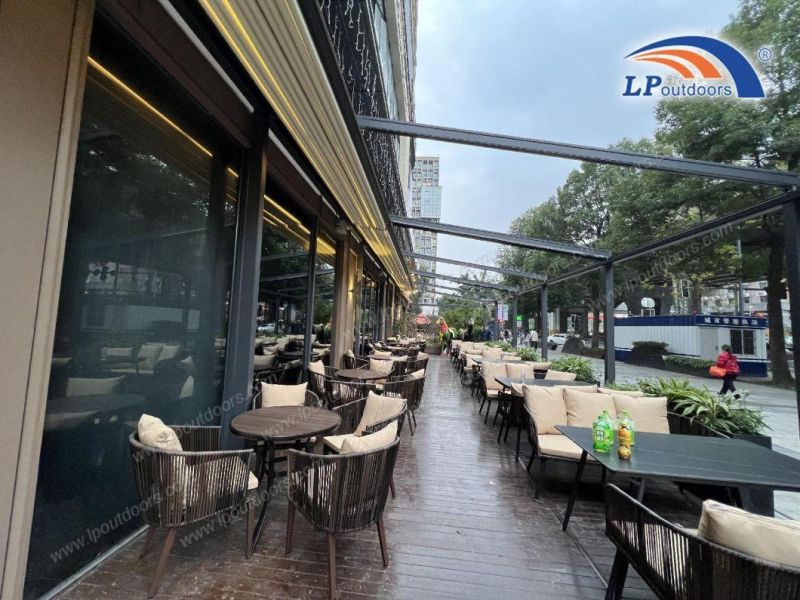 Electric Lighting Awning Pergola for Cafe Restaurant Terrace Roof Extension Shelter Canopy
