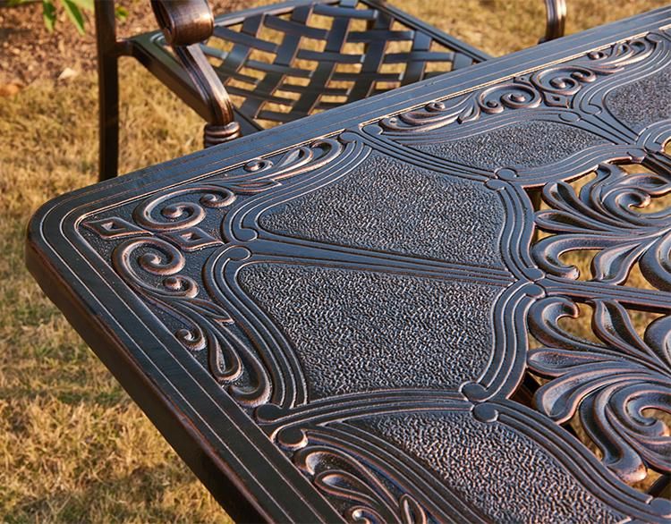 Moistureproof Square Table Cast Aluminum Bistro Patio Set Garden Furniture with 4 Seaters