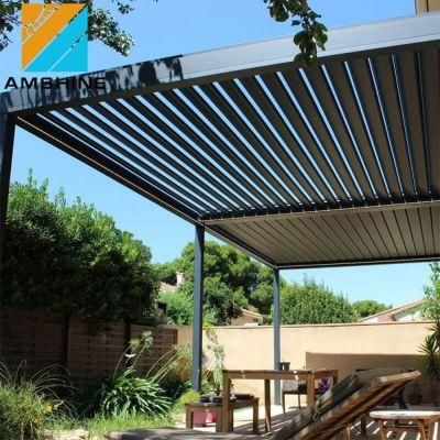Customized Louverd Gazebo Electric Aluminium Outdoor Wind Resistance Heavy Louver Roof Aluminum Pergola with Side Curtain