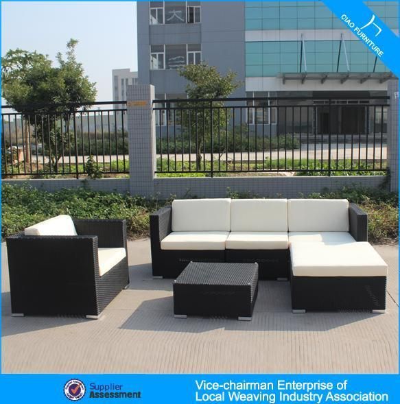 Foshan Furniture Outdoor Black Rattan Sofa Bed