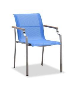 Outdoor Blue Textilene Dining Chair with Arms