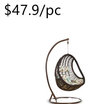 Comfortable Wicker Rattan Hanging Outdoor Garden Headrest Swing Wholesale Chair