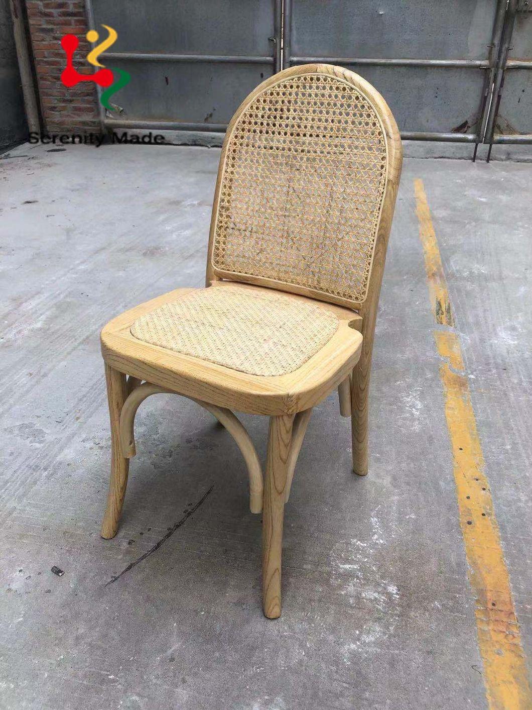 Natural Rattan Furniture Hotel Resort Wood Frame Cane Couch with Upholstery Garden Outdoor Dinging Chair