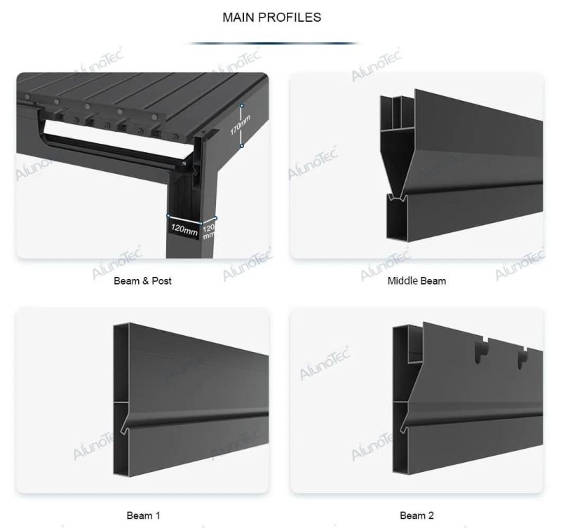 Exterior Bioclimatic 3X3 3X4 Standard Size Cheap Pergola Design For Resell