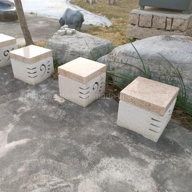 Handmade Granite Stone Outdoor Garden Decorative Curve Polish Bench Chair for Landscape