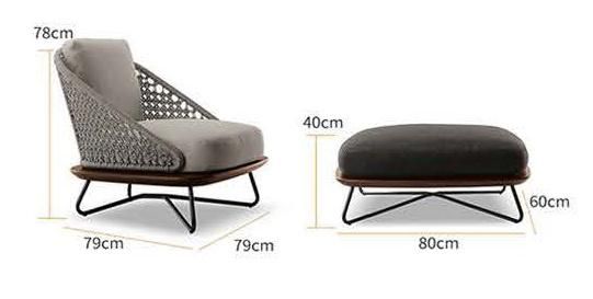 Modern Lasted Design Outdoor Furniture Metal Leg Rattan Woven Outdoor Garden Leisure Single Two Seater Sofa