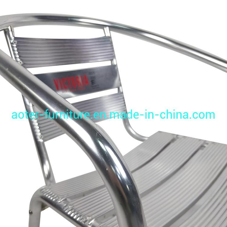 Coffee Shop Bar Outdoor Use Cheap Logo Ads Aluminum 7 Slats Dining Chair