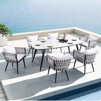 New Design Garden Outdoor Dining Table Sets with Aluminum Frame