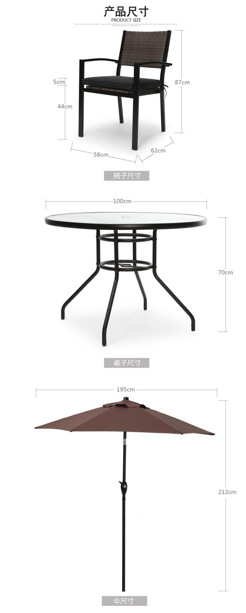 Factory Price Outdoor Garden Furniture Sets with Dining Chair Round Table for 5 PCS Set