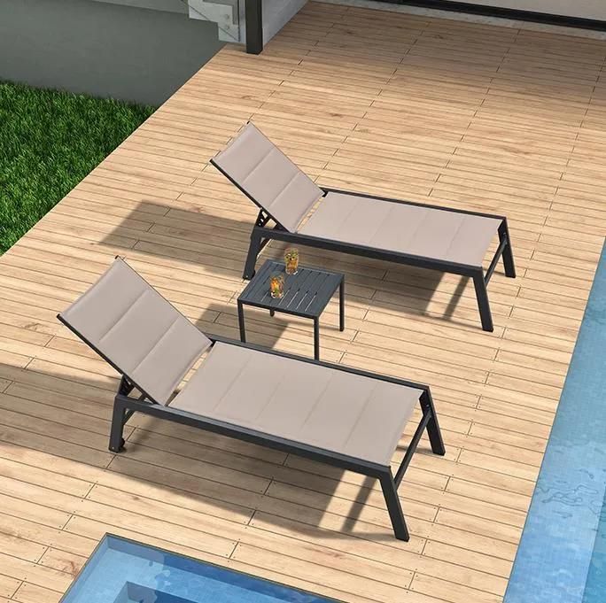 Modern Sun Swimming Pool Lounge Chairs Furniture with Ottoman Outdoor Garden Leisure Chaise Lounge