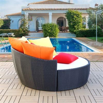 Modern Home Hotel Restaurant Wedding Garden Patio Outdoor Aluminum PE Rattan Wicker Rope Weaving Woven Round Daybed