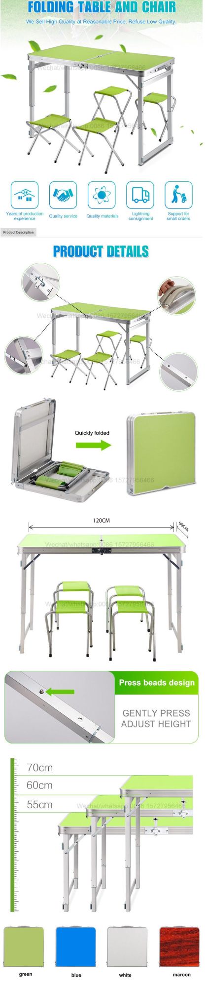 PP Outdoor Lightweight Portable Dining Aluminum Folding Table