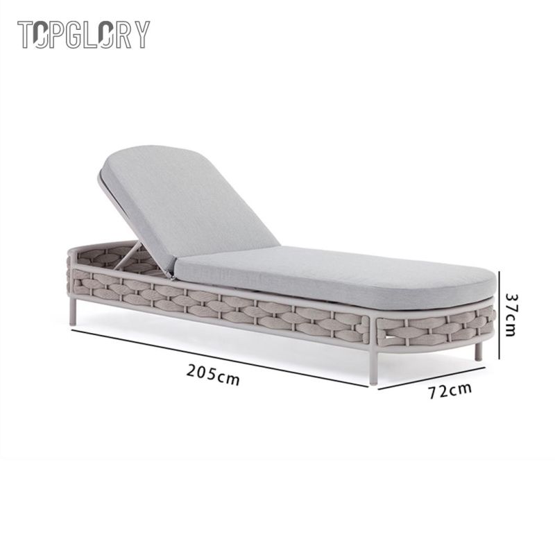New Design Series Aluminium Frame Rope Textilene Leisure Beach Swimming Pool Chaise Outdoor Sun Lounger