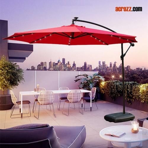 Outdoor Garden Patio Beach LED Light Parasol Umbrella