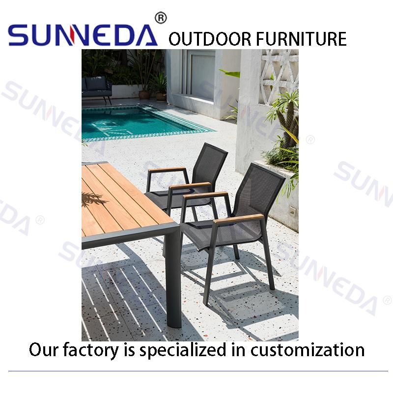 Modern Leisure Outdoor Garden Chair Balcony Plastic Wood Table and Chair Dining Furniture