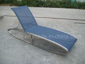 Elliptical Base Adjustable Textilene Chaise Lounger for Pool/Bench/Patio