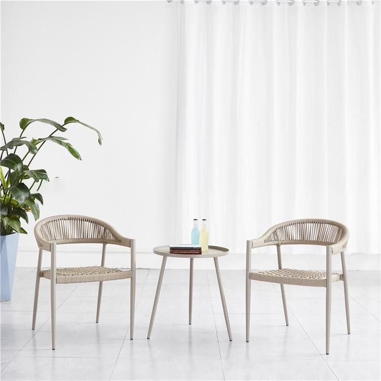 Garden Rope Woven Waterproof Leisure Chair Aluminum Table Rust-Proof High Quality Outdoor Dining Sets