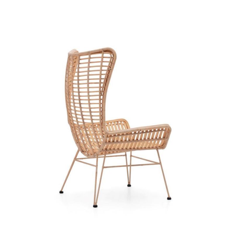 Outdoor Garden Balcony Hotel Resort PE Rattan Recliner Chair Nordic Style Armless Metal Legs Patio Wicker Chairs