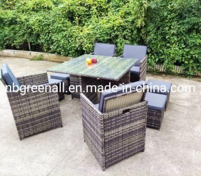High Back Outdoor Rattan Tables and Chairs Cube Dining Sets Garden Patio Living Room Furniture