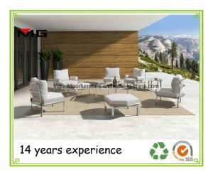Outdoor Sectional Sofa Set with White Textile Cushions