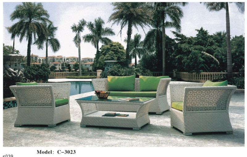 4 Pieces Loveseat Outdoor Garden Rattan Furniture Sets for Conversation, Wicker Chairs and Table Black