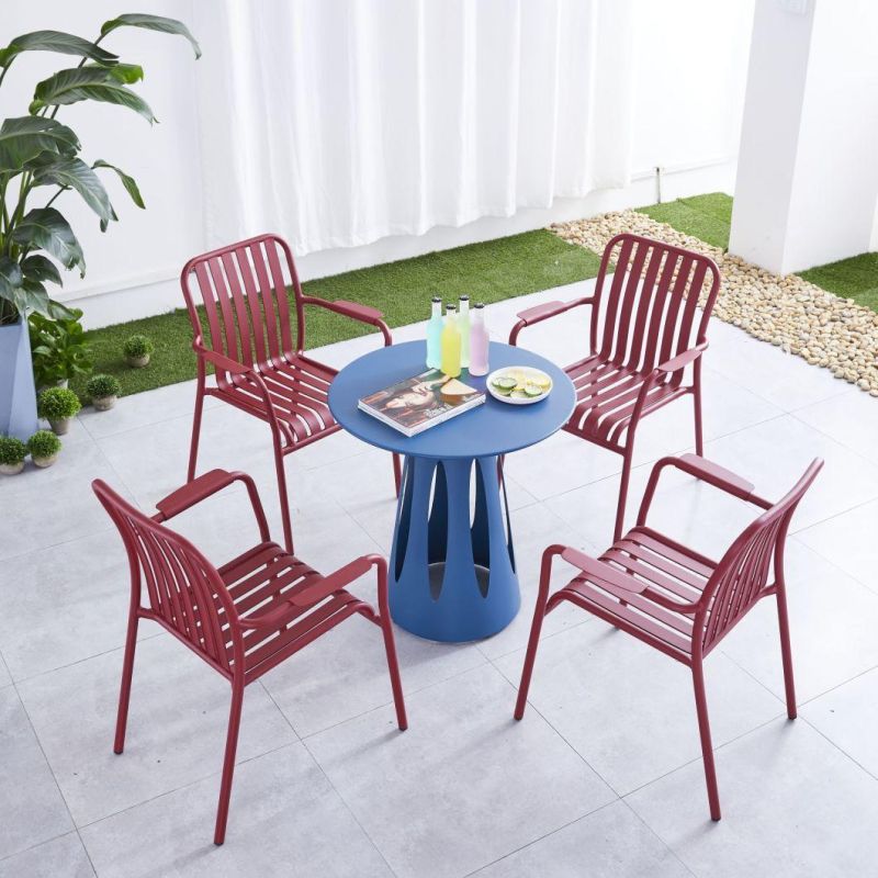 Simple Design Colorful Modern Industrial Aluminum Bar Chair Set