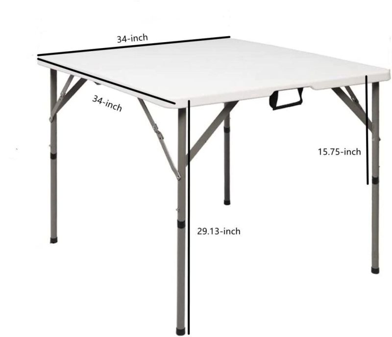 Outdoor Camping BBQ Sturdy White Plastic Top Square Folding Table