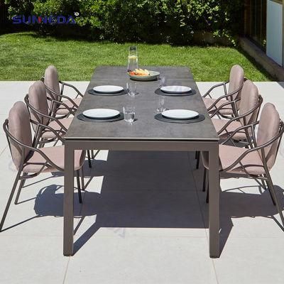 Modern Style Outdoor Table Set with Aluminum Frame, Spray UV Powder