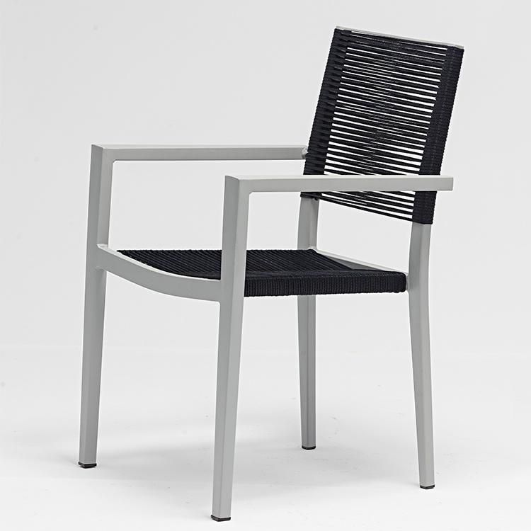 Classical Design Metal Woven Black Rope Weaving Chair for Garden
